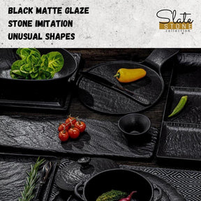 Wilmax Ovale Servierschale SlateStone Schwarz 25 x 16.5 x 6 cm Porzellan WL-661120/A