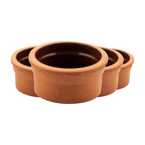 Viapot FLORYA 4er Set - 150 ml - Innen Braun Glasiert - Terrakotta-Schalen - 9,5×4,5 cm