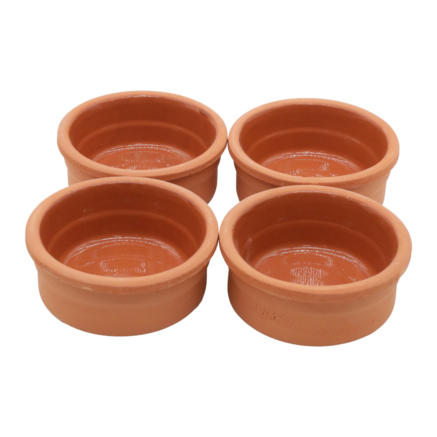 Viapot FLORYA 4er Set - 150 ml - Innen Braun Glasiert - Terrakotta-Schalen - 9,5×4,5 cm