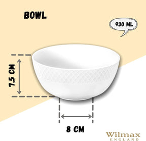 Wilmax Schale 930 ml 16 cm Weiß Porzellan WL-880101368/A