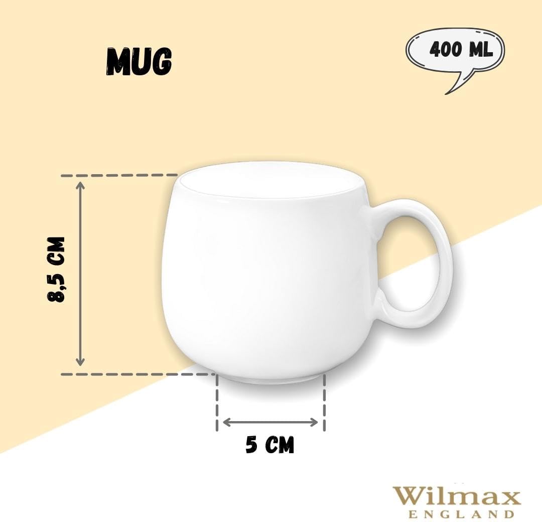 Wilmax Tasse 400 ml Weiß Porzellan für Kaffee und Tee WL-993084/A