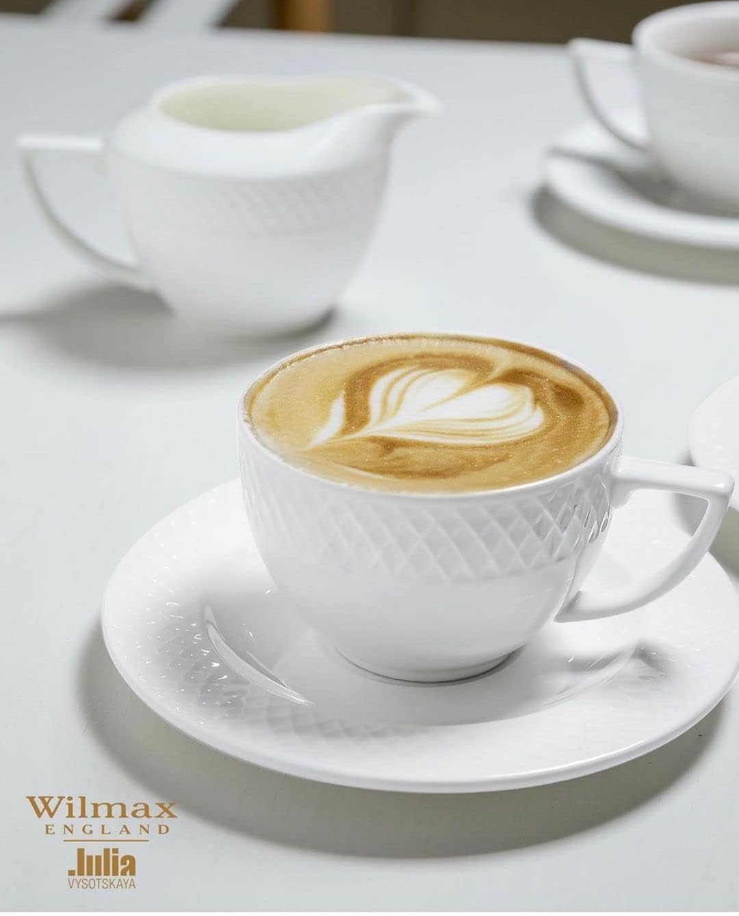 Wilmax Cappuccino Tasse mit Untertasse 170 ml Weiß Porzellan WL-880106/1C