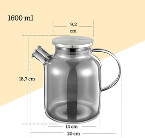 Wilmax Teekanne 1200 ml Glas mit Edelstahldeckel WL-888826002/A