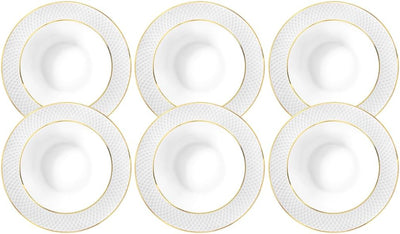 Wilmax Tiefer Teller 22.5 cm Weiß Goldrand Porzellan 6er Set WL-880102303/A6