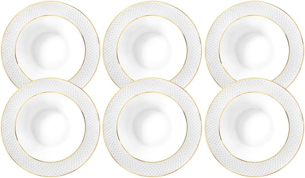 Wilmax Tiefer Teller 22.5 cm Weiß Goldrand Porzellan 6er Set WL-880102303/A6