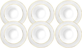 Wilmax Tiefer Teller 22.5 cm Weiß Goldrand Porzellan 6er Set WL-880102303/A6