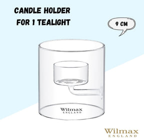 Wilmax Teelichthalter aus Glas für 1 Teelicht, 9 cm