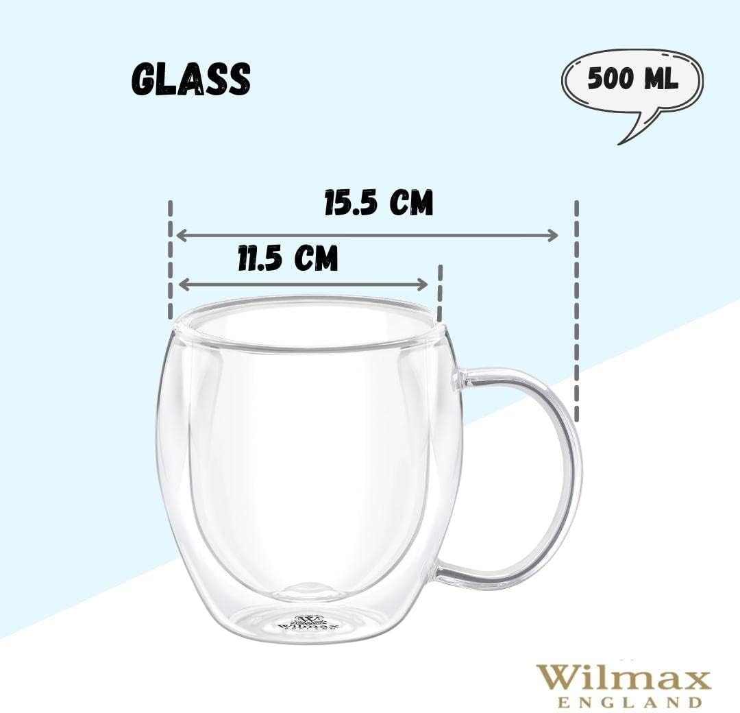Wilmax Doppelwandiger Glasbecher 500 ml 4er Set WL-888749/A4