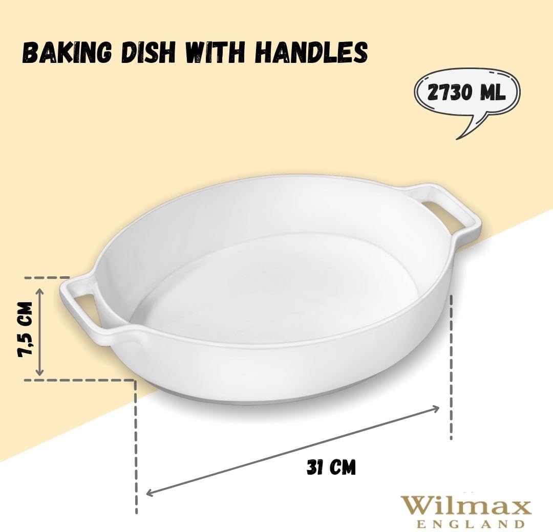Wilmax Auflaufform mit Griffen 2730 ml Porzellan Weiß WL-997041/A