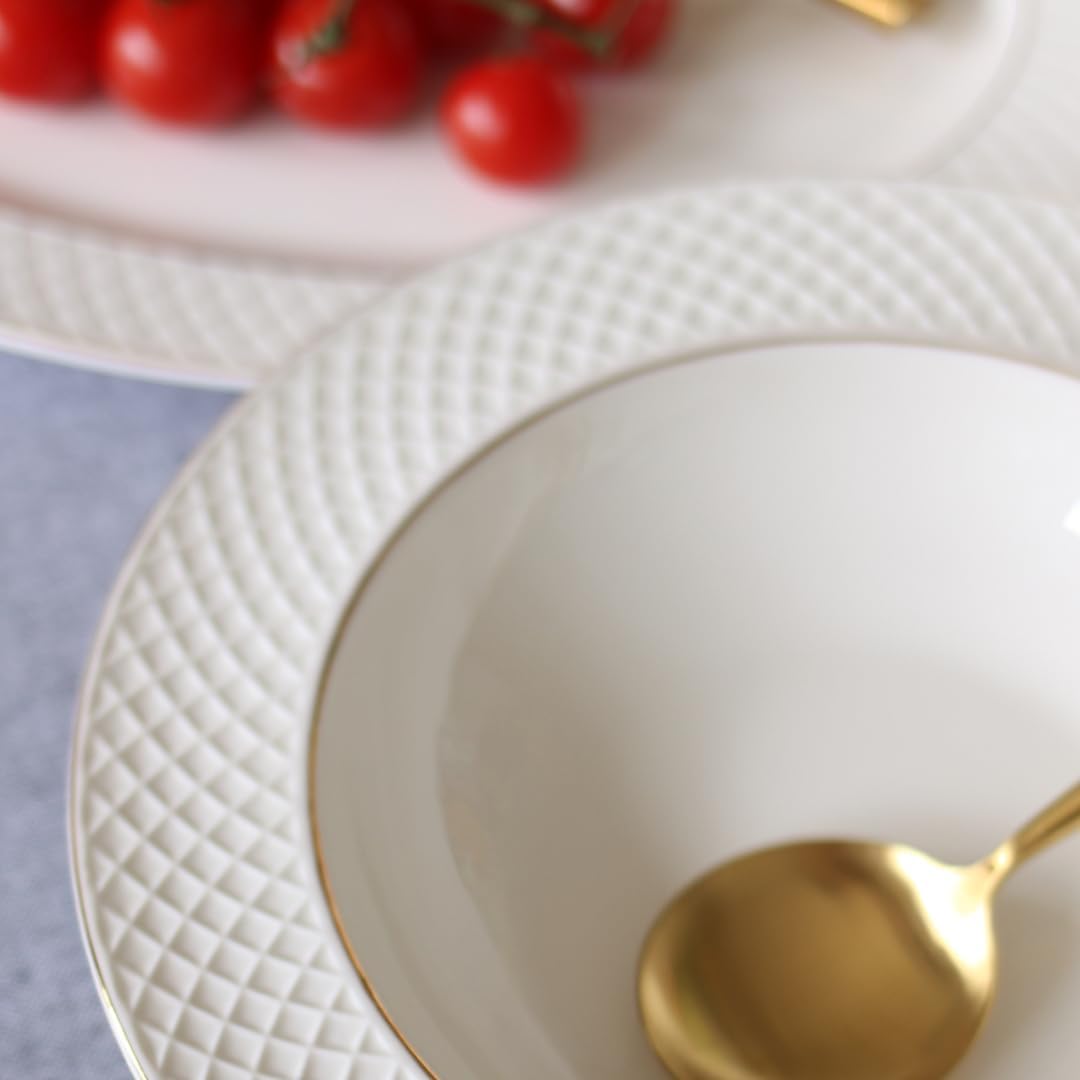 Wilmax Tiefer Teller 22.5 cm Weiß Goldrand Porzellan 2er Set WL-880102303/A2
