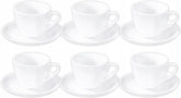 Wilmax Tassen 190 ml Weiß Porzellan mit Untertassen 6er Set WL-993175/AB6