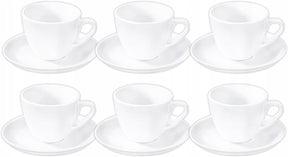Wilmax Tassen 190 ml Weiß Porzellan mit Untertassen 6er Set WL-993175/AB6
