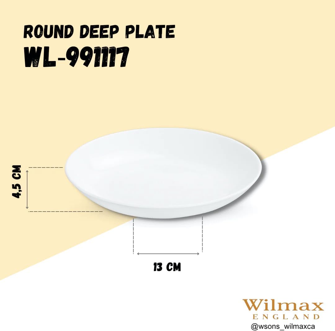 Wilmax Tiefer Teller 23 cm aus Porzellan, Weiß WL-991117/A