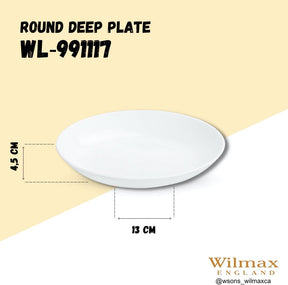 Wilmax Tiefer Teller 23 cm aus Porzellan, Weiß WL-991117/A