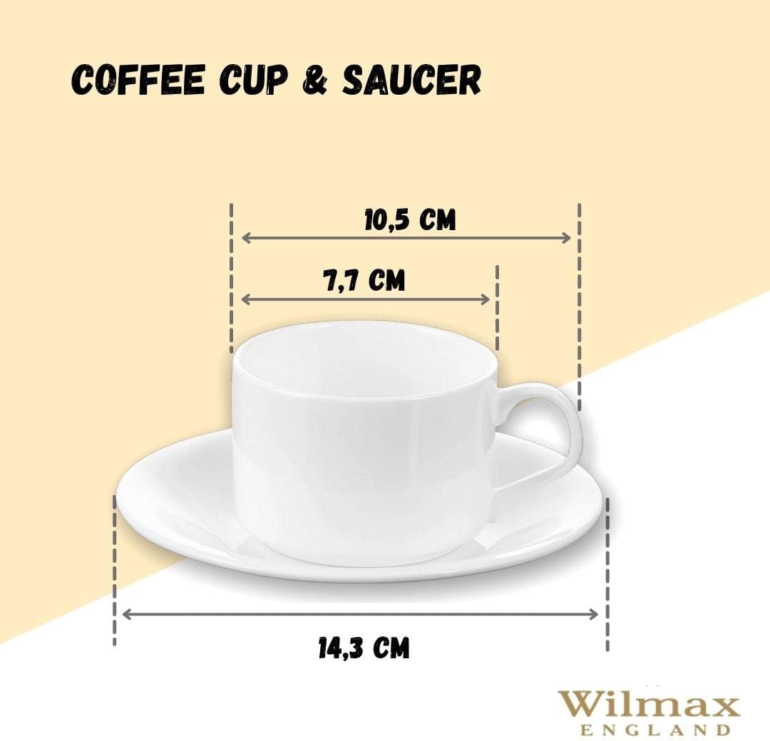 Wilmax Teetassen mit Untertassen 2er Set 160 ml Weiß