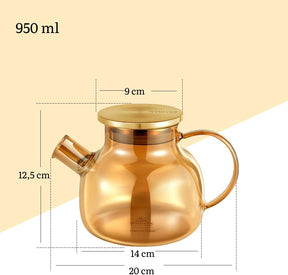 Wilmax Teekanne 950 ml Thermoglas Federfilter Gold WL-888810003/A