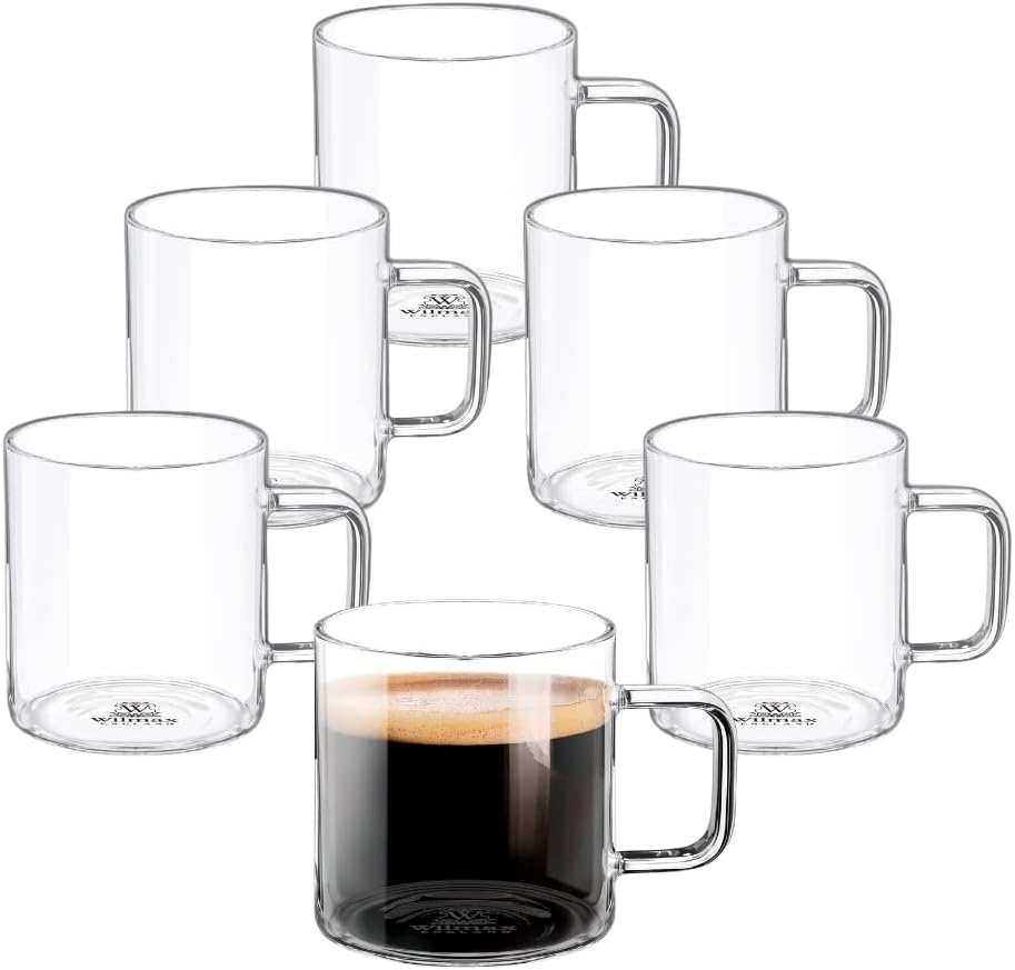 Wilmax Tassen aus Borosilikatglas, 6er-Set