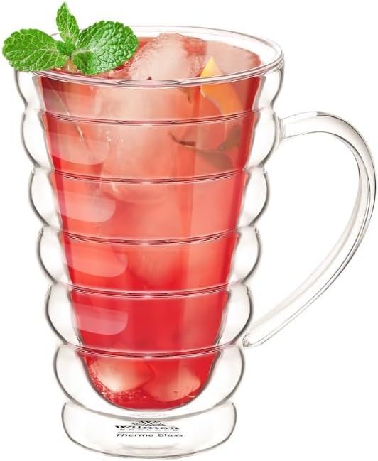Wilmax Doppelwandige Thermoglas-Tasse mit Henkel
