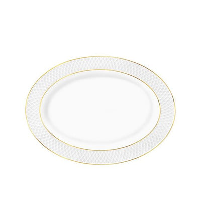 Wilmax Servierplatte oval 35x25 cm Weiß Porzellan mit Goldrand WL-880102117/A