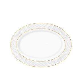 Wilmax Servierplatte oval 35x25 cm Weiß Porzellan mit Goldrand WL-880102117/A