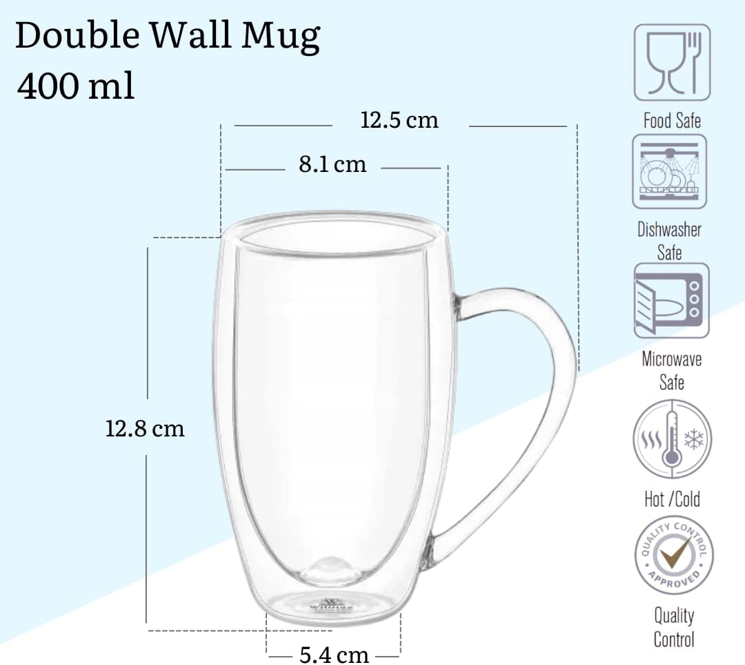 Wilmax Doppelwandige Glasbecher 2x400 ml 2x250 ml 4er Set WL-888741/A2-888739/A2
