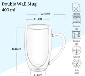 Wilmax Doppelwandige Glasbecher 2x400 ml 2x250 ml 4er Set WL-888741/A2-888739/A2