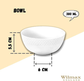 Wilmax Schale 12 cm 380 ml Weiß Porzellan WL-880113/A