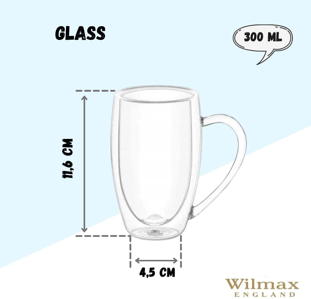 Wilmax Doppelwandige Glastassen 300 ml Borosilikatglas 4er Set WL-888740/A4