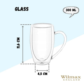 Wilmax Doppelwandige Glastassen 300 ml Borosilikatglas 4er Set WL-888740/A4