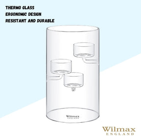 Wilmax Teelichthalter aus Glas für 3 Teelichter, 20 cm