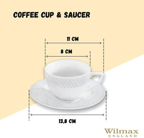 Wilmax Tasse mit Untertasse 170 ml Weiß Porzellan