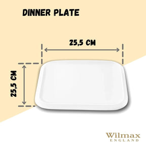 Wilmax Speiseteller 25.5 x 25.5 cm aus Porzellan, Weiß WL-991228/A