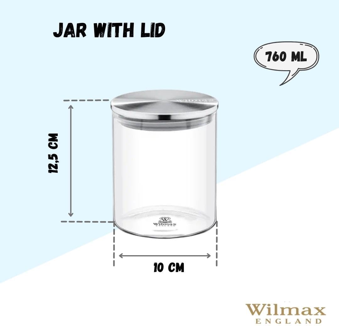 Wilmax Vorratsglas mit Metalldeckel – 2000 ml (10 × 30,5 cm)