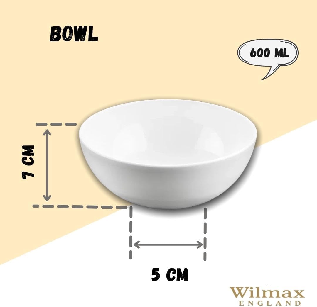 Wilmax Schale 14 cm 600 ml aus Porzellan, Weiß WL-992565/A