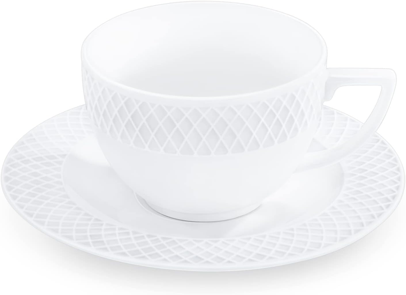 Wilmax Tasse mit Untertasse 170 ml Weiß Porzellan 6er Set WL-880101402/AB6
