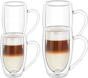 Wilmax Doppelwandige Glasbecher 500 ml und 400 ml 4er Set WL-888742/A2+WL-888741/A2