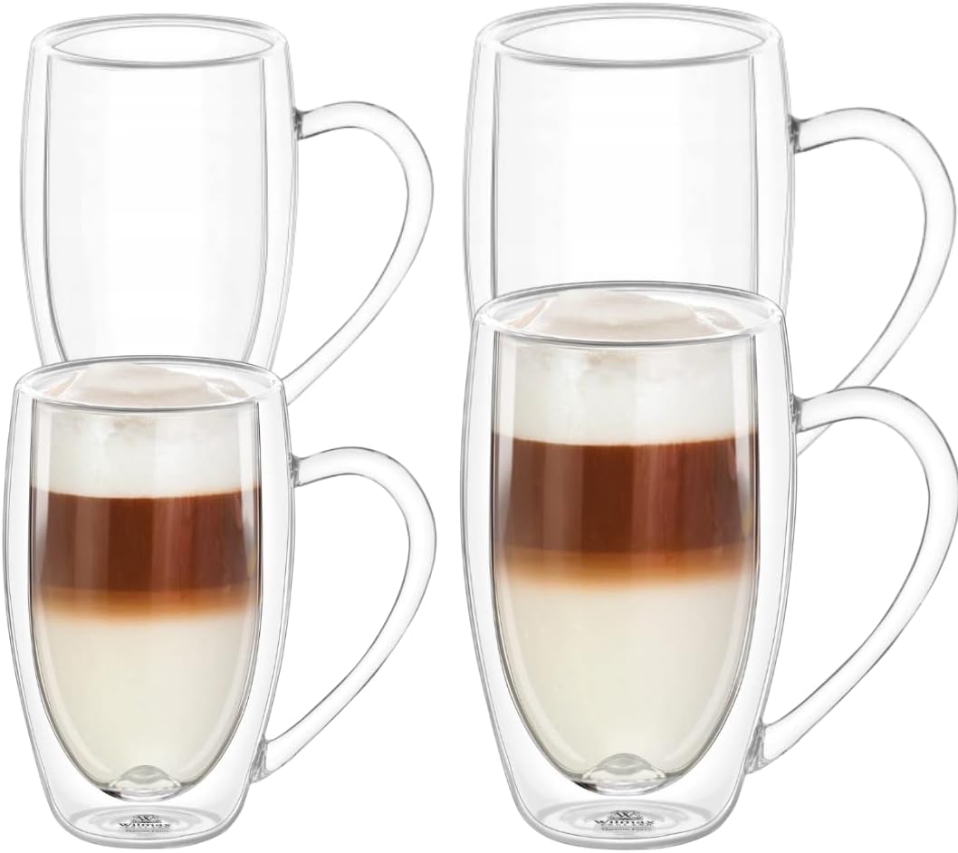 Wilmax Doppelwandige Glasbecher 500 ml und 400 ml 4er Set WL-888742/A2+WL-888741/A2
