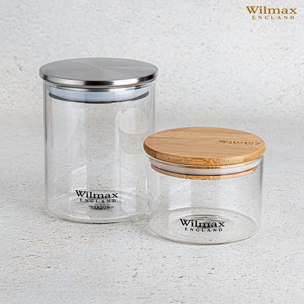 Wilmax Vorratsglas 2000 ml mit Bambusdeckel Transparent WL-888510/A