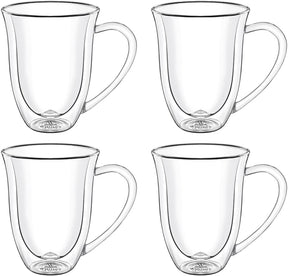 Wilmax Doppelwandige Tasse 400 ml Borosilikatglas 4er Set WL-888727/A4