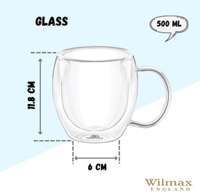 Wilmax Doppelwandiger Glasbecher 500 ml 4er Set WL-888749/A4