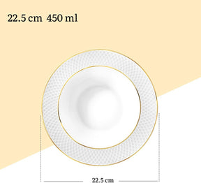 Wilmax Tiefer Teller 22.5 cm Weiß Goldrand Porzellan 6er Set WL-880102303/A6