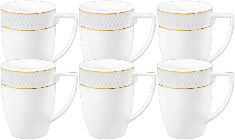 Wilmax Tasse 450 ml Weiß Goldrand Porzellan 6er Set WL-880102432/A6