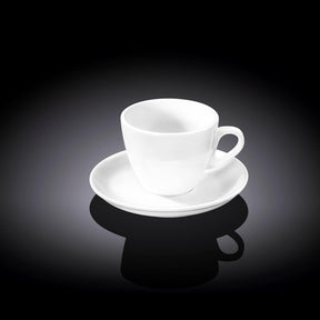 Wilmax Espressotassen 75 ml Weiß Porzellan mit Untertassen 6er Set WL-993173/AB6