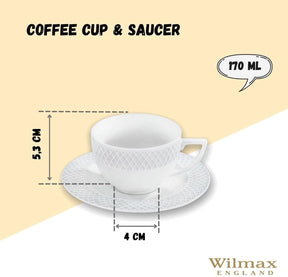 Wilmax Tasse mit Untertasse 170 ml Weiß Porzellan