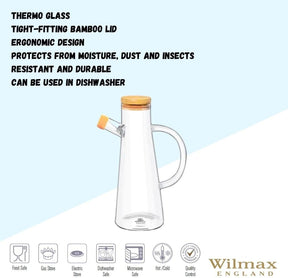 Wilmax Ölflasche 500 ml Glas mit Bambusdeckel WL-888964/A
