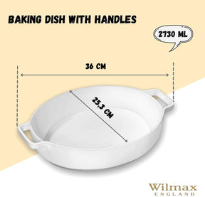 Wilmax Auflaufform mit Griffen 2730 ml Porzellan Weiß WL-997041/A