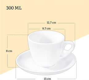Wilmax Tassen 300 ml Weiß Porzellan mit Untertassen 6er Set WL-993176/AB6