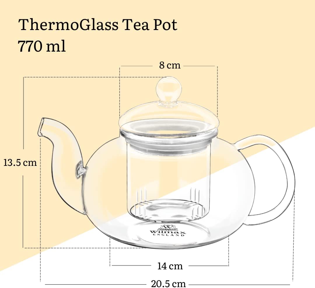 Wilmax Teekanne 1200 ml Borosilikatglas Edelstahlfilter WL-888813/A