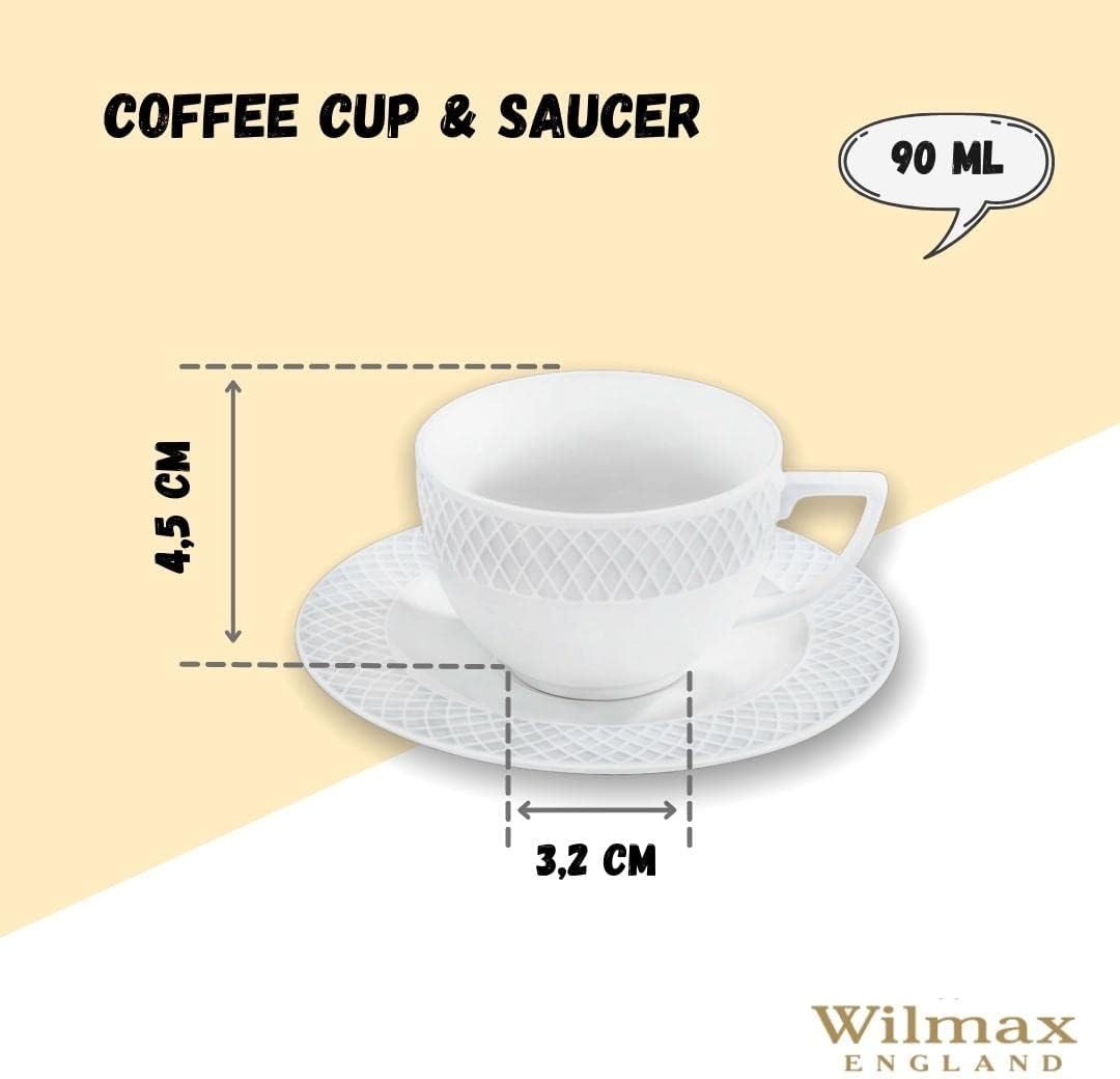 Wilmax Tasse mit Untertasse 90 ml Weiß Porzellan WL-880101400/AB