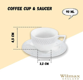 Wilmax Tasse mit Untertasse 90 ml Weiß Porzellan WL-880101400/AB